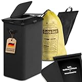 COTTARA® gelber Sack Ständer Mülleimer mit Deckel magnetisch Müllsackständer für Gelber Säcke mit Metallrahmen und Reißverschluss auf Rückseite, 60-120L Behälter Müllsystem (Schwarz Schwarz)