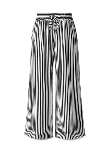 Image of Acelitt Women Drawstring Elastic Waist Wide Leg Pants with Pockets, S-XXL | Elastic waist,loose fit,side pockets,casual,2026 summer trendy,beach vacation outfits