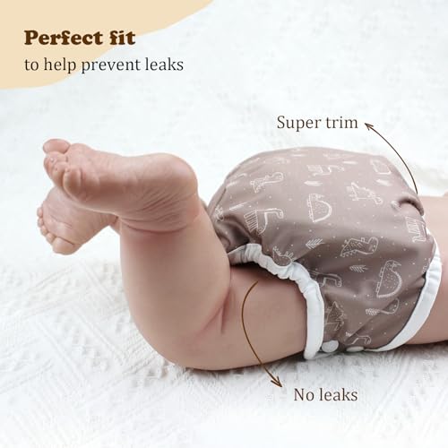 Image of Mama Koala Reusable Adjustable Cloth Diaper Covers with Double Gusset for Girls and Boys, Snap Closure, Size M(Simply Neautrals)