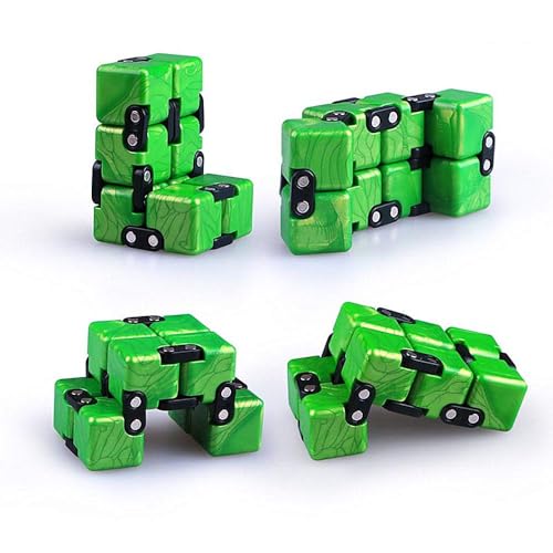 Image of Cubelelo Drift Infinity Cube (Green) | Magic Puzzle Cool Mini Gadget for Stress and Anxiety Relief for Kids and Adults | Desk Finger Flip Toy for Fun and Game | for Ages 3 Years and Above