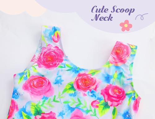 Image of Girls Swimsuits Kids One Piece Sleeveless Swimwear Skirted Bathing Suit Summer Swim Dress with UPF 50+ Sun Protection