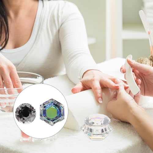 Vaso de vidrio para arte de uñas con tapa mini miniatura 7