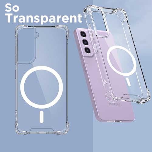 Image of Pikkme Back Cover for Samsung Galaxy S21 FE 5G Mag-Safe Shockproof PC + TPU Protective Case Magnetic Support Bumper Case (Transparent Mag-Safe)