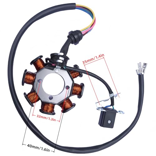 AC 8 Coil 5 Wire Magneto Stator Alternator Stator Fits For CG Engines 125cc 150cc 200cc 250cc ATV Quad Moped Motorcycle Dirt Bike Pit Bike Go Cart Buggy Zongshen Lifan Taotao Engine Parts