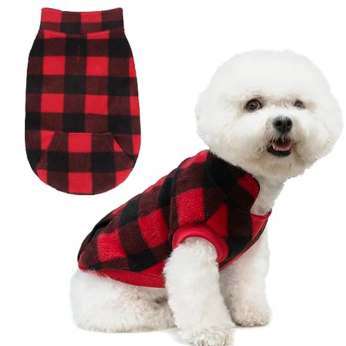 KOOLTAIL Chaleco de Forro Polar para Perro, para días fríos, Ropa de Cuadros Rojos