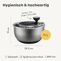 SILBERTHAL Salatschleuder Edelstahl 4,5l groß & rutschfestem Boden – Ansicht 7