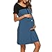 Produktbild WFRAU Damen Umstandskleid Frauen Schwangerschafts Kleid Pyjamaskleid Stillkleid, Mutter Umstands für Schwangerschaft Basic Baby Stillzeit Stillkleid Nachtkleid Mode Umstandskleid Sommer
