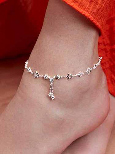 Image of MINUTIAE Fashion Anklet With Solitaire Crystal Diamonds Painjan Payal Leg Chain Foot Jewellery For Women and Girls