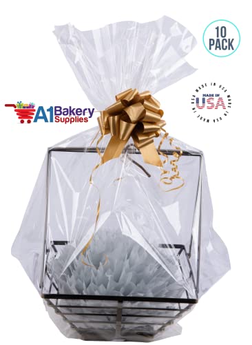 image for 10-Pack 30 inch x40 Inch Extra Large Cellophane Gift Bags for Baskets 