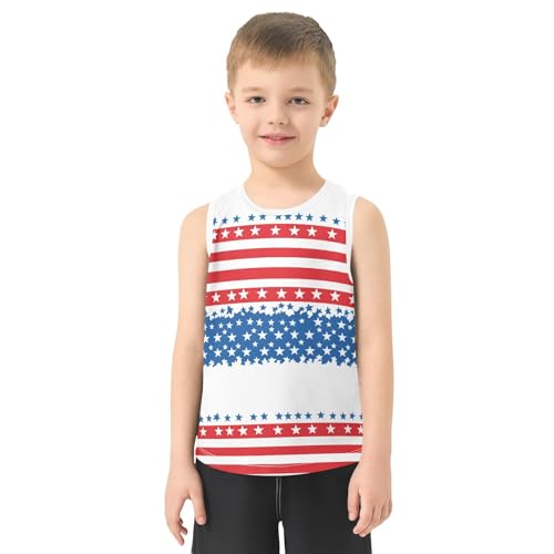 Boys Tank Top Shirts American Style Stars Stripes Sleeveless T-Shirts Crew Neck for Kids Clothing Children2