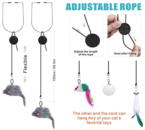 Otunrues Cat Feather Toys, Interactive Cats Toy For Indoor Cats, Hanging Cat Toys Doorway Retractable Cat Teaser Toy 4Pcs Replaceable Natural Feathers Refills Play Exercise Puzzle Toys #TOP2