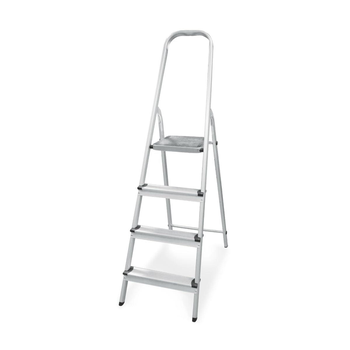 Amig - Escalera Plegable con 4 peldaños - Fabricado en Aluminio - Medida de Peldaños Pequeños: 28 cm x 8 cm - Medida de Peldaño Grande: 25 cm x 25 cm x 28 cm - Uso Doméstico - Carga Máxima: 150 kg
