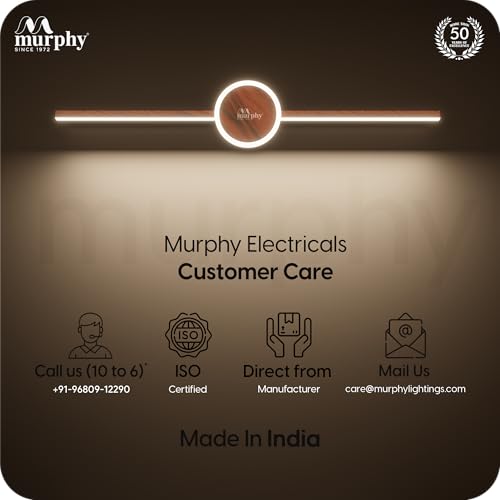 Image of Murphy 16W+2W LED Mirror Light | 3 Color Changing (White /Warm /Natural) | Wooden Finish - Sun Design, Modern Over Mirror Bathroom /Dressing Table Light | Pack of 2 | 2-Year Warranty