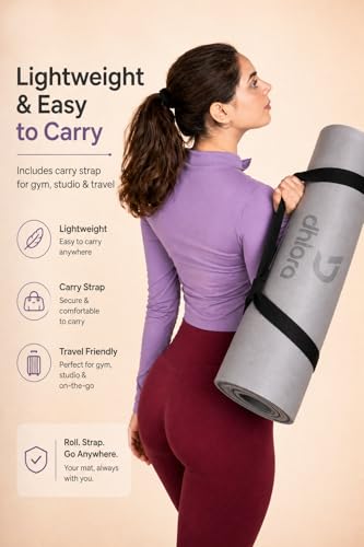 Image of 8mm Yoga Mat for Men & Women | TPE Non Slip Exercise Mat for Home Workout, Yoga & Fitness | Extra Thick Cushion Support for Knees & Joints | Lightweight with Carry Strap