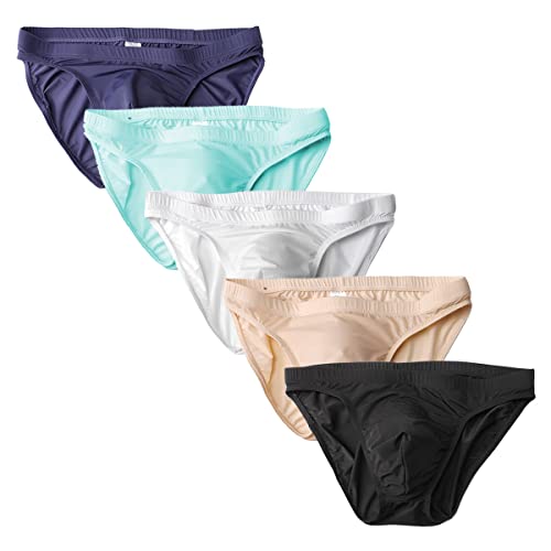 Mens Ice Silk Briefs Underwear Low Rise Stretchy Breathable Lingerie Sexy Bulge Pouch Panties
