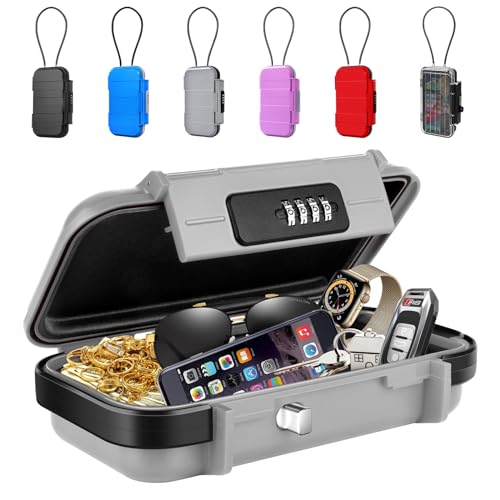 BKNOOU Portable Safe with Removable Chain, Anti-Theft Beach & Travel Safe Box, Waterproof Combination Lock Box for Dorm, Hotel, Car, Home, Office