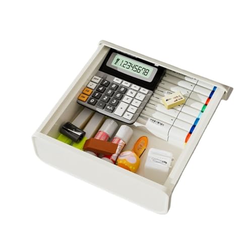 Effonek デスク下引き出し オフィスデスク 見えない収納ボックス 大容量 (16.8*20*7.2cm,ホワイト)