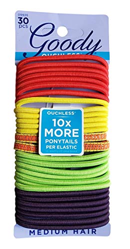 Goody Ouchless Elastic Hair Ties Assorted Neon Attitude, 30 ct