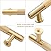 SALISENG- Solid Brass Kitchen Cabinet Pulls, 5 Pack Brushed Gold Drawer Handles, 6-3/10 Inches Hole Distance,Modern Furniture Hardware Door Handles for Closet Cupboard Wardrobe(Arina)