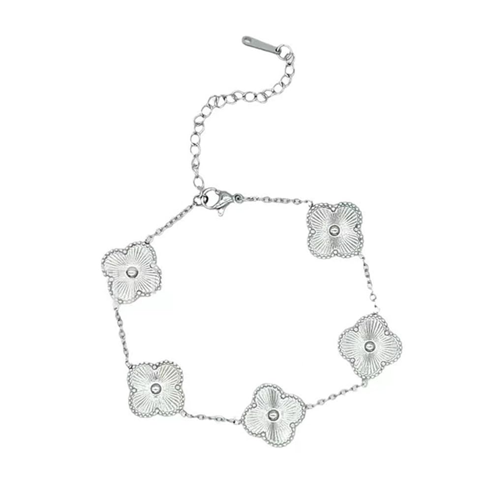 GenericPlated Clover Lucky Bracelet for Women Gold/Silver Flower Four Leaf Bracelets Jewelry Gifts for Women Teen Girls