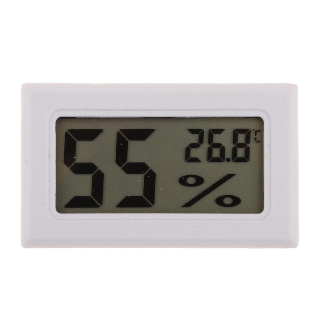 Mini Digital Temperature and Humidity Meter | LCD Thermo-Hygrometer with Sensor | Compact Indoor Hygrometer Gauge for Home, Office, Greenhouse, Reptile Enclosure (White)