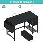 Lufeiya Computer Desk with Fabric Drawers, 40 Inch Reversible Gaming Desk for Small Space Home Office, Modern Simple Study Writing Table PC Desks for Bedroom, Black - Image 3