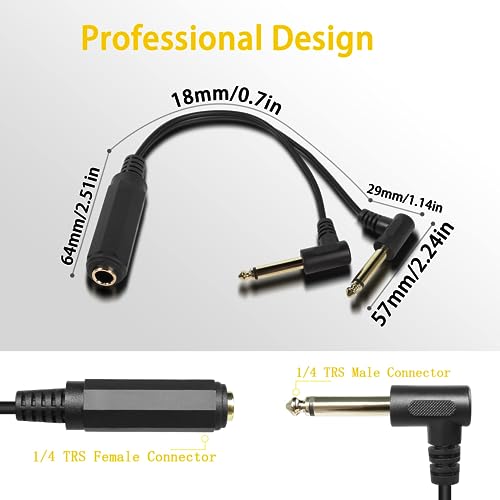 Cable divisor auxiliar estéreo 6.35 mm en Y miniatura 5