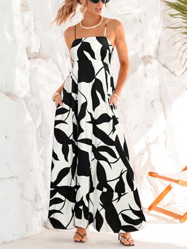 Image of CUPSHE Womens Summer Maxi Dress Casual Sleeveless Square Neck Striped Beach Long Dress with Pockets