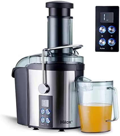 Centrifugal Juicer Machine - LCD Monitor 1100W Juice Maker Extractor, 5-Speed Juice Processor Fruit and Vegetable, 3" Feed Chute Stainless Steel Power Juicer, Easy Clean, BPA Free (Black)