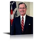 wall26 - Portrait of George H. W. Bush (41th President of The United States) - American Presidents Series - Canvas Wall Art Gallery Wrap Ready to Hang - 12x18 inches