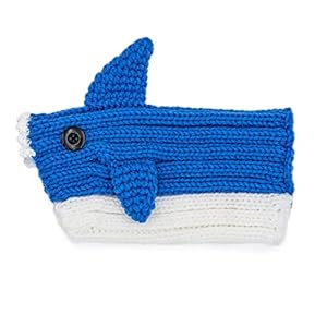   Zoo-Snoods-Baby-Shark-Costume-for-Dogs-Medium-Warm-No-Flap-Ear-Wrap-Hood-for-Pets-Dog-Outfit-for-Winters-Halloween-Christmas-New-Year-Handmade-Soft-Yarn-Ear-Covers-Blue