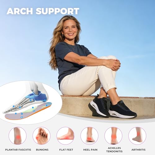 Image of SURRAY Women's Wide Width Walking Shoes - Plantar Fasciitis Arch Support Orthotic Sneakers, Comfortable Tennis Shoes for Casual Gym Workout US Size 6-11