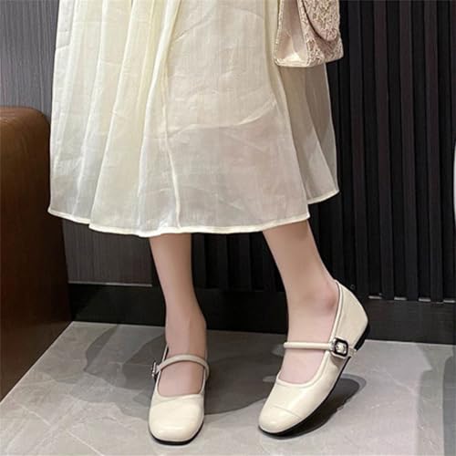 Women's Mary Jane Flats Comfortable Square Toe Ballet Flats Mary Jane Shoes with Strap Casual Dress Flat Shoes for Party Wedding Work Office 6
