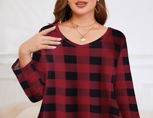 Image of LARACE Plus Size Tops for Women 3 /4 Sleeve Shirts V Neck Tunic Tops Blouses
