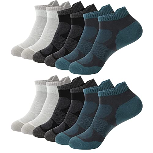 سيوسى جوارب تدريب للرجال والنساء للكاحل من القطن جيدة التهوية قصيرة غير قابلة للانزلاق مع دعم قوس القدم رياضية للجري 6 ازواج ستانلس ستيل M