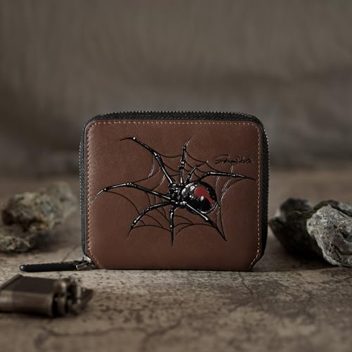 Zippered Wallets For Men Thin And Small Leather Zipper Wallet With Back Pocket RFID Blocking Gift Idea (coffee)2