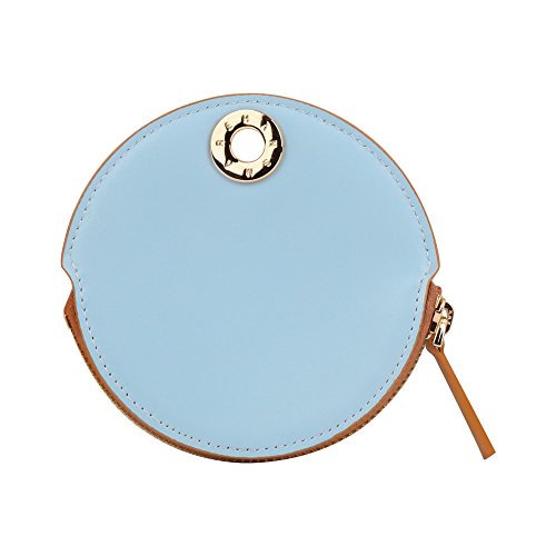 [HANSMARE]Hand made Two Tone Ring Coin Wallet (4 color) Women Genuine leather wallet(Blue/Brown)