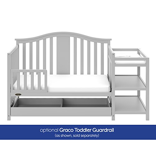 Graco Solano 4-In-1 Convertible Crib And Changer With Drawer (Pebble Gray) – Crib And Changing Table Combo With Drawer, Includes Changing Pad, Converts To Toddler Bed, Daybed And Full-Size Bed #TOP6