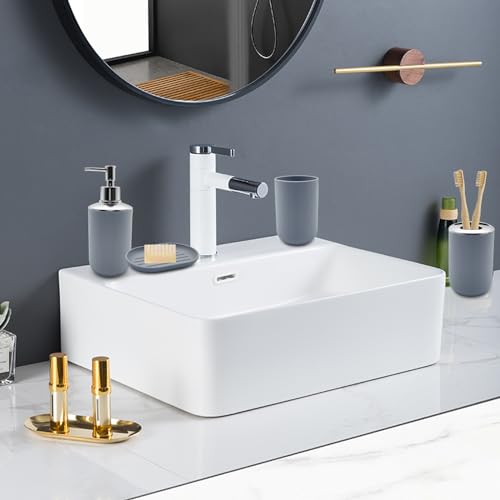 Wbjkzjd WBJKZJD-BAS Bathroom Accessory Set, 4 Pcs Shatter-Resistant Resin Bathroom Accessories Set Include Lotion Soap Dispenser Toothbrush Holder Soap Dish Modern Bathroom Decor thumb #5
