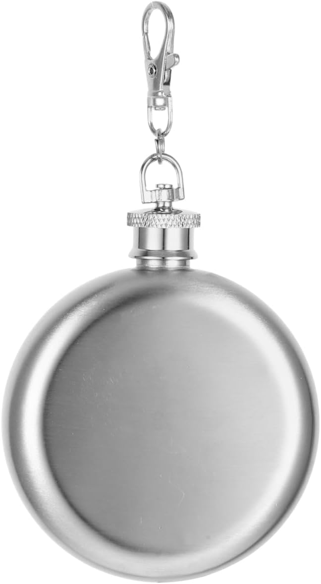 SOLUSTRE 3oz Mini Stainless Steel Flask Keychain Portable Liquor Container for Outdoor Activities Easy to Clean Compact