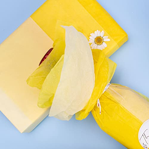Image of MR FIVE 60 Sheets Assorted Yellow Tissue Paper Bulk,20 inch x 14 inch,Fall Color Tissue Paper for Gift Bags,Halloween Birthday Wedding Holiday,3 Colors (Yellow)