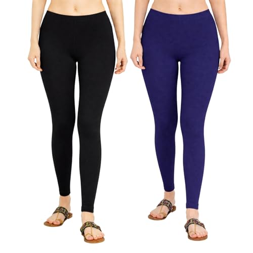 Image of Women Cotton Ankle Leggings Combo | Soft Stretchable Breathable Fabric | High Waist Comfortable Fit Bottom Wear for Kurti Office Casual & Daily Use