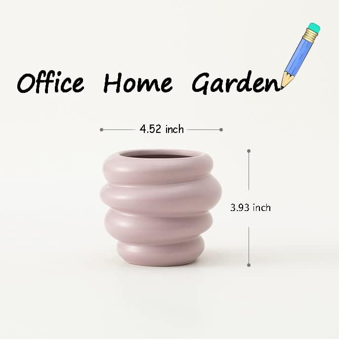 Miniatura 4 de SIEBOLD Maceta de cerámica para suculentas de 4.5 pulgadas, bonitas macetas para plantar, accesorios de mesa para mujer, portalápices bohemios