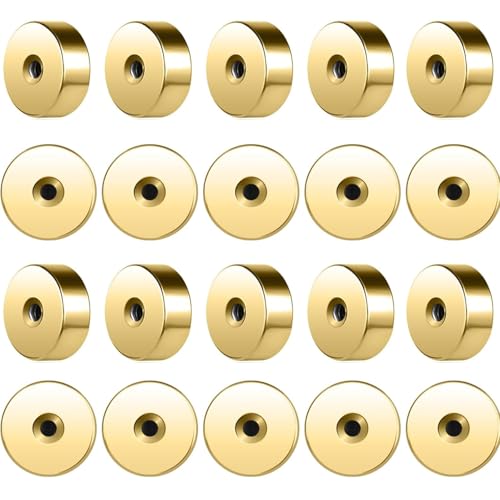 Stainless Steel Earring Backs, 2mm Flat Screw on Earring Backs Replacement for Studs 20pcs Gold 20 Gauge(0.8mm) No-Irritate Hypoallergenice for Ears Backing for Women Men