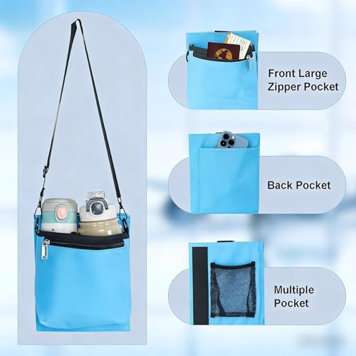 Image of Luggage Travel Cup Holder with Luggage Straps (20oz /24oz / Diameter Less Than 3.15 inch) Free Hand Drink Caddy Beverage Holder Travel Accessories Gift Fits Roll on Suitcase Handles (Blue)