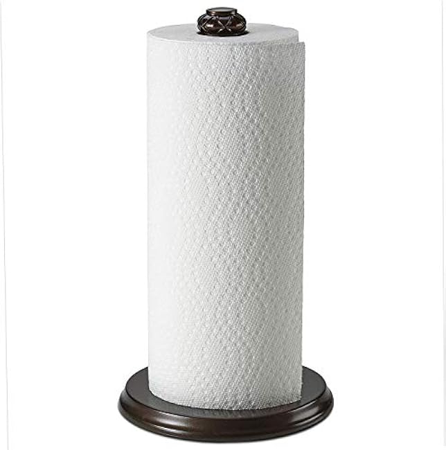 Paper Towel Holder stand for countertop - Decorative Freestanding Holder for Paper towels - Non-Slip Weighted Base, Sturdy, Durable and Heavy Duty, Fits Regular & Jumbo Rolls, Oil Rubbed Bronze Finish