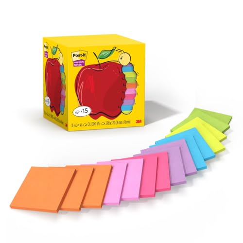 Post-it Notas súper adhesivas 654-15SSAP, 76 mm x 76 mm