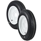 Garvee 2-Pack Trailer Tires On Rim 5.30-12 530-12 530X12, Load Range C, 6PR, 5 Lug 12 In. White Spoke Wheel, 5 On 4.5