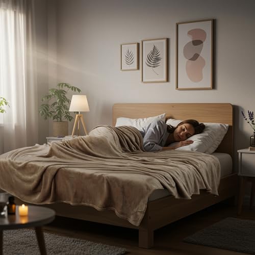 Image of Utopia Bedding Fleece Blanket Twin Size Camel 300GSM Luxury Anti-Static Fuzzy Soft Microfiber Bed Blanket (90x66 Inch)