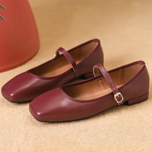 TN TANGNEST Flats for Women Classical Square Toe Mary Jane Flats Soft One Line Strap Flats Slip On Flats2